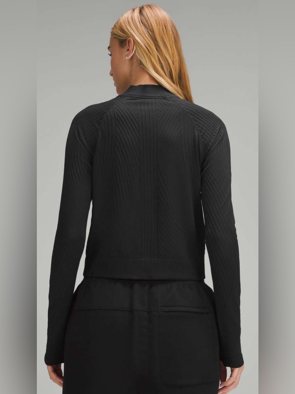 Lululemon Rest Less Cropped Half Zip Black Ribbed Top Size 4 - Picture 4 of 9
